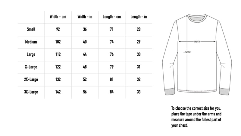 Size chart for we are unpeople longsleeve bundle v2