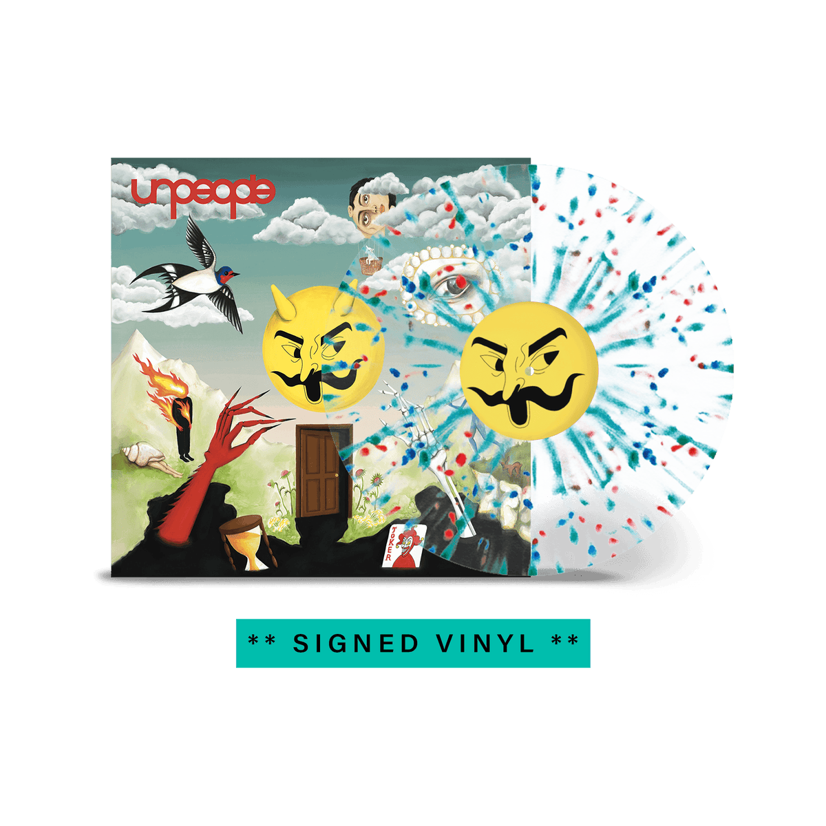 signed we are unpeople 12" vinyl - haunted red/blue splatter